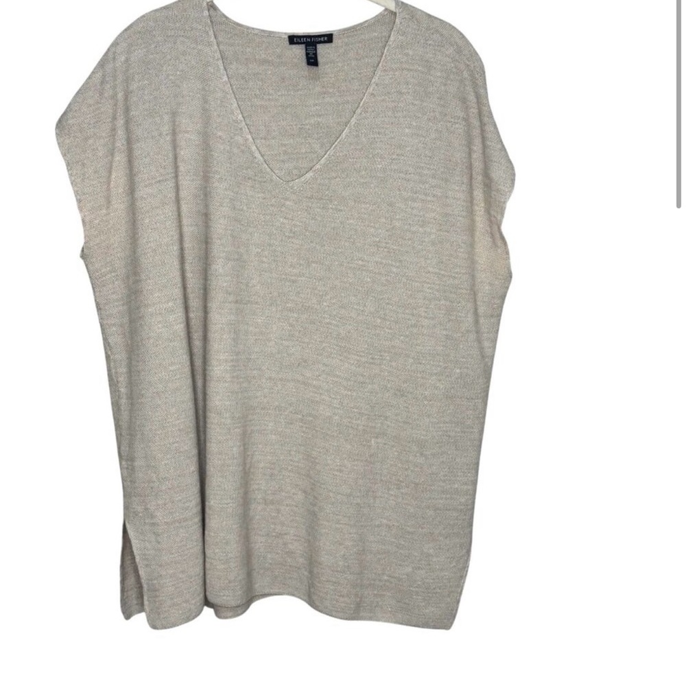 Eileen Fisher | V-neck Organic Linen & Cotton Tunic Lightweight Sweater